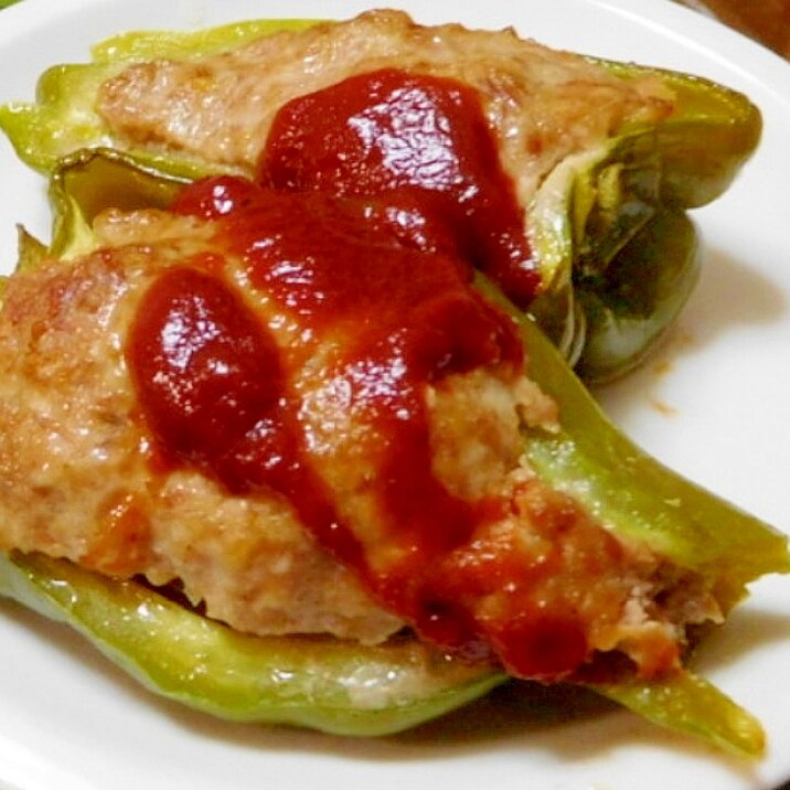 5月の特大肉厚ピーマンで肉詰め